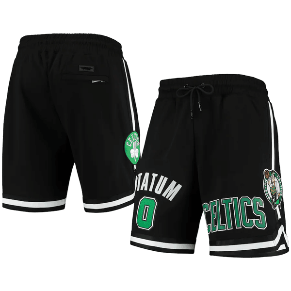 Men's Boston Celtics #0 Jayson Tatum Black Shorts - Click Image to Close